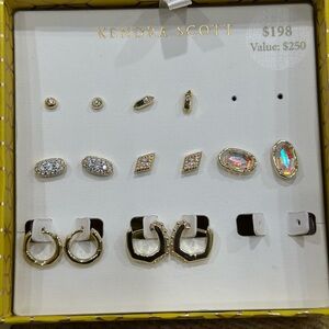Kendra Scott Gold and Iridescent Stone Earring Set